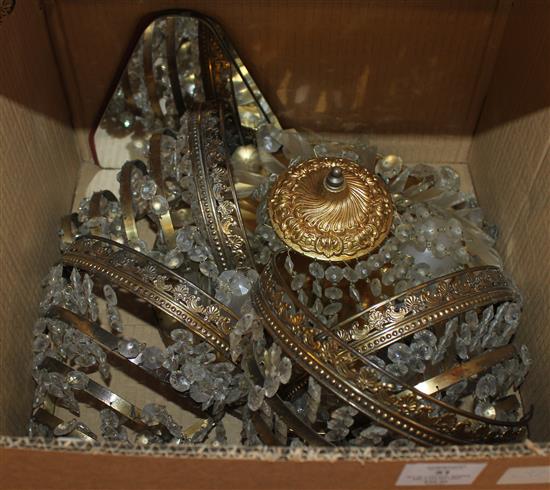 Set of 4 crystal shades and a ceiling light